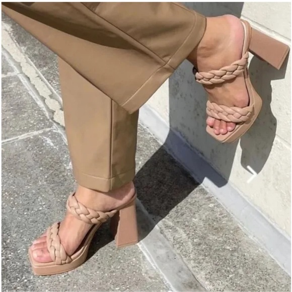 Dolce Vita Braided Block Heel Sandals in Beige - Picture 6 of 7